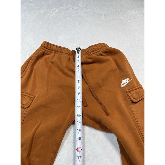VTG Nike Fleece Cargo Joggers M Burnt Sienna Brown Midweight Sweatpants - Picture 7 of 12